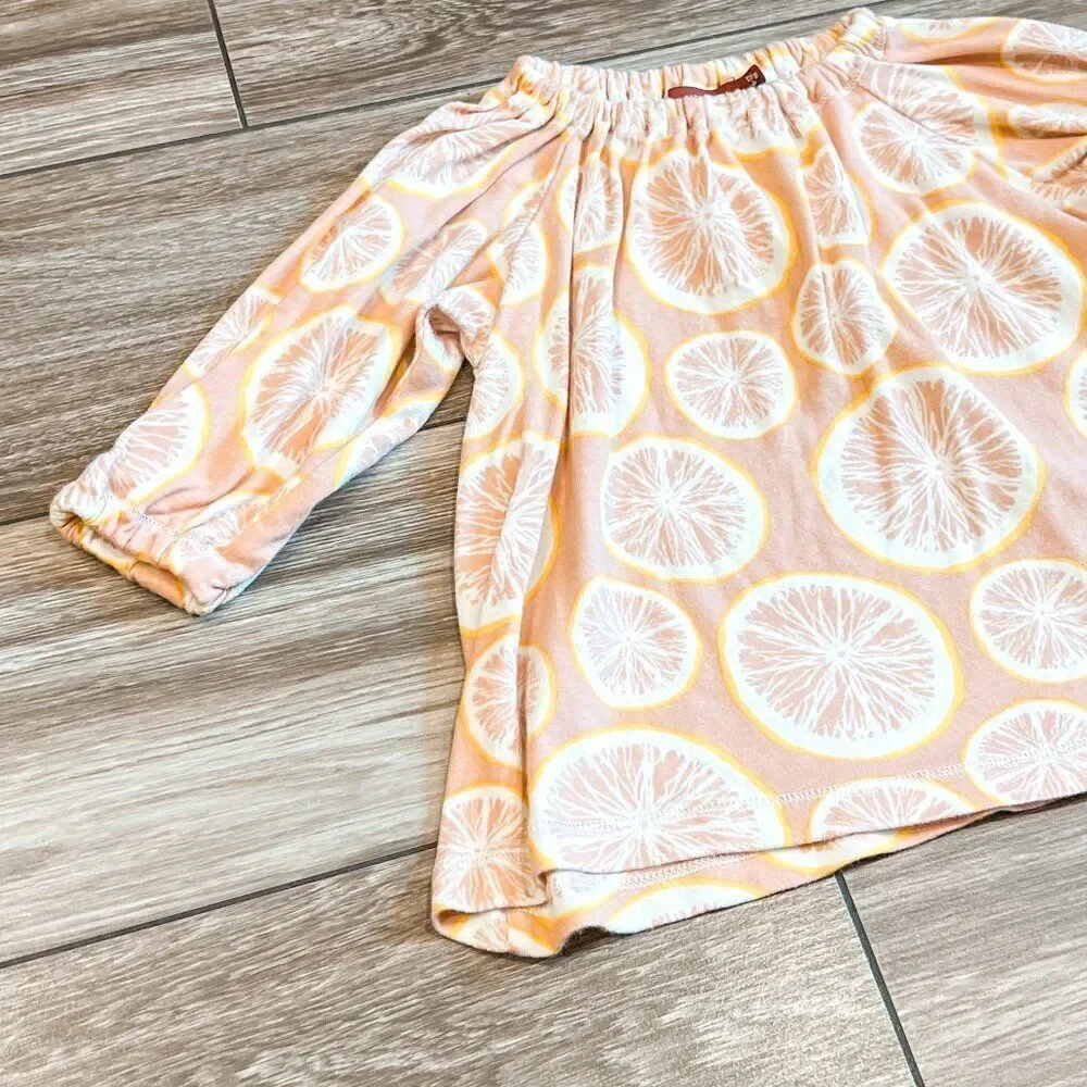 Milkbarn Grapefruit Organic Cotton Long Sleeve Dress Size 6-12M